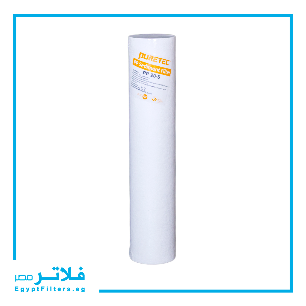 شمعة فلتر مياه Puretec رواسب 20 بوصة - PP 20-5 Micron لمحطات التحلية